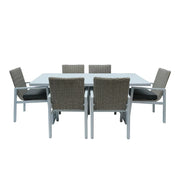 Aluminum & Rattan Dining Table Set with Cushion - The Outdoor Furniture Market 