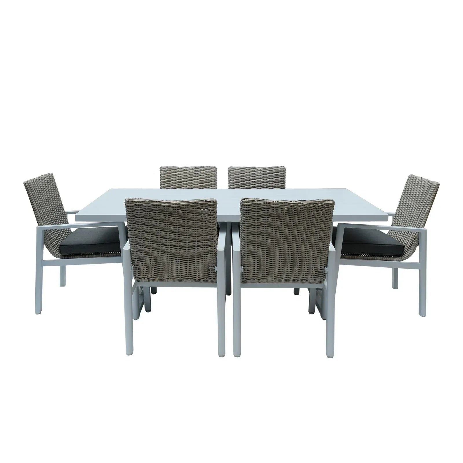 Aluminum & Rattan Dining Table Set with Cushion - The Outdoor Furniture Market 