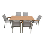 Aluminum & PVC Dinning Table Set, Brown & Grey - The Outdoor Furniture Market 