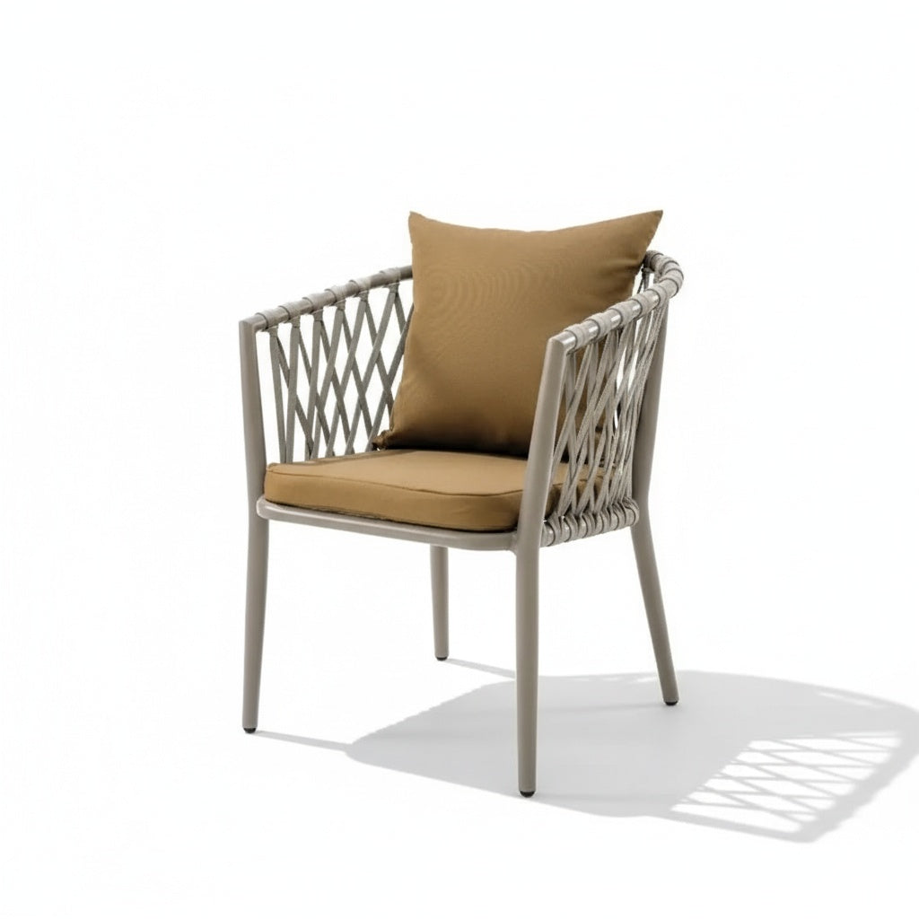 Modern Aluminum WPC Outdoor Dining Set with Cushioned Chairs – 6 Seater