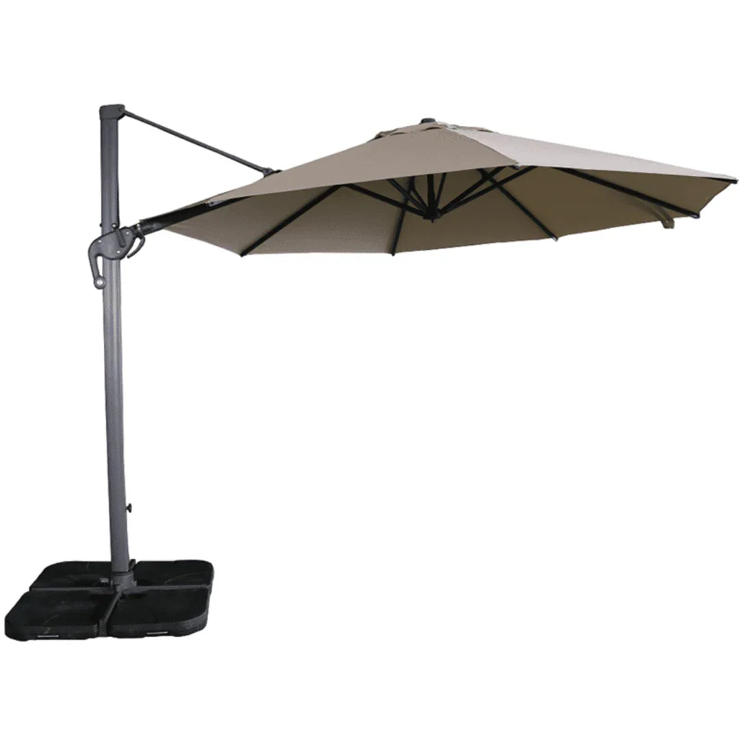 Casa Fiora 3.5m Roman Umbrella with Rotating Canopy – Sand Color, UV50+ Protection - The Outdoor Furniture Market 