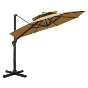 Casa Fiora 3.3m Double-Top Medium Roman Umbrella with Detachable Pole – Khaki, 250G Yarn-Dyed Fabric - The Outdoor Furniture Market 