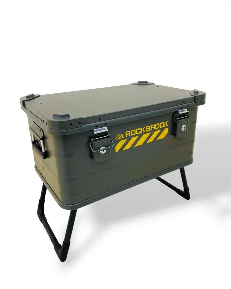 50L Portable Aluminum Storage Box with Lock & Folding Stand | Camping & Outdoor