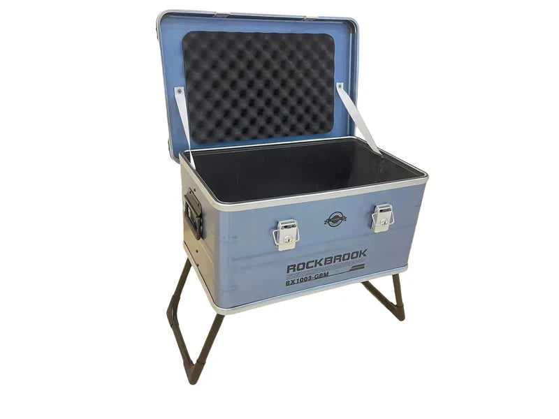 50L Portable Aluminum Storage Box with Lock & Folding Stand | Camping & Outdoor