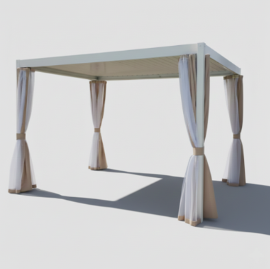 Premium Aluminum Pergola 3×4 m – Weather-Resistant with Beige Curtains