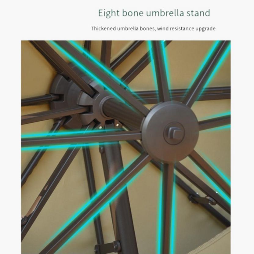 Adjustable Outdoor Patio Umbrella with Rotating Handle, Durable Aluminum