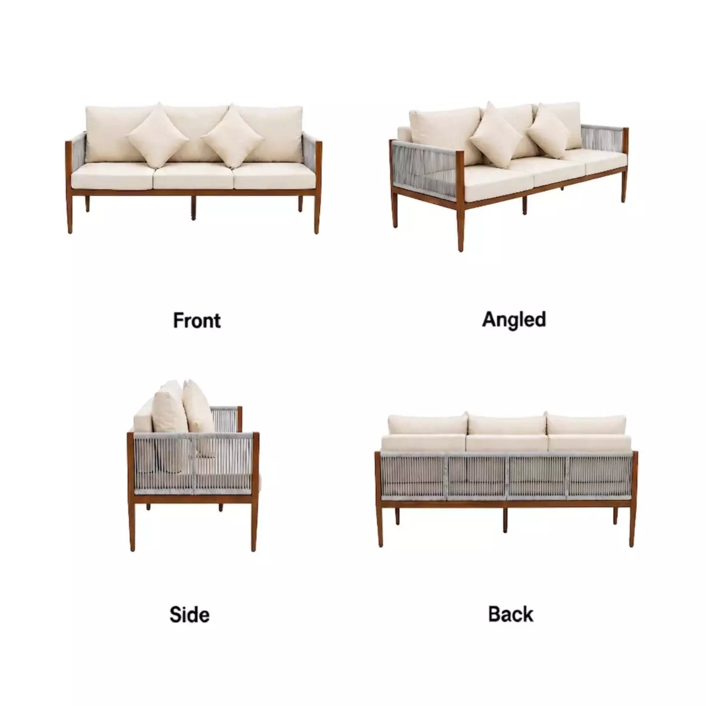 8-Seater Outdoor Garden Sofa Set | Aluminium Frame & Sponge Cushions | Grey/Beige