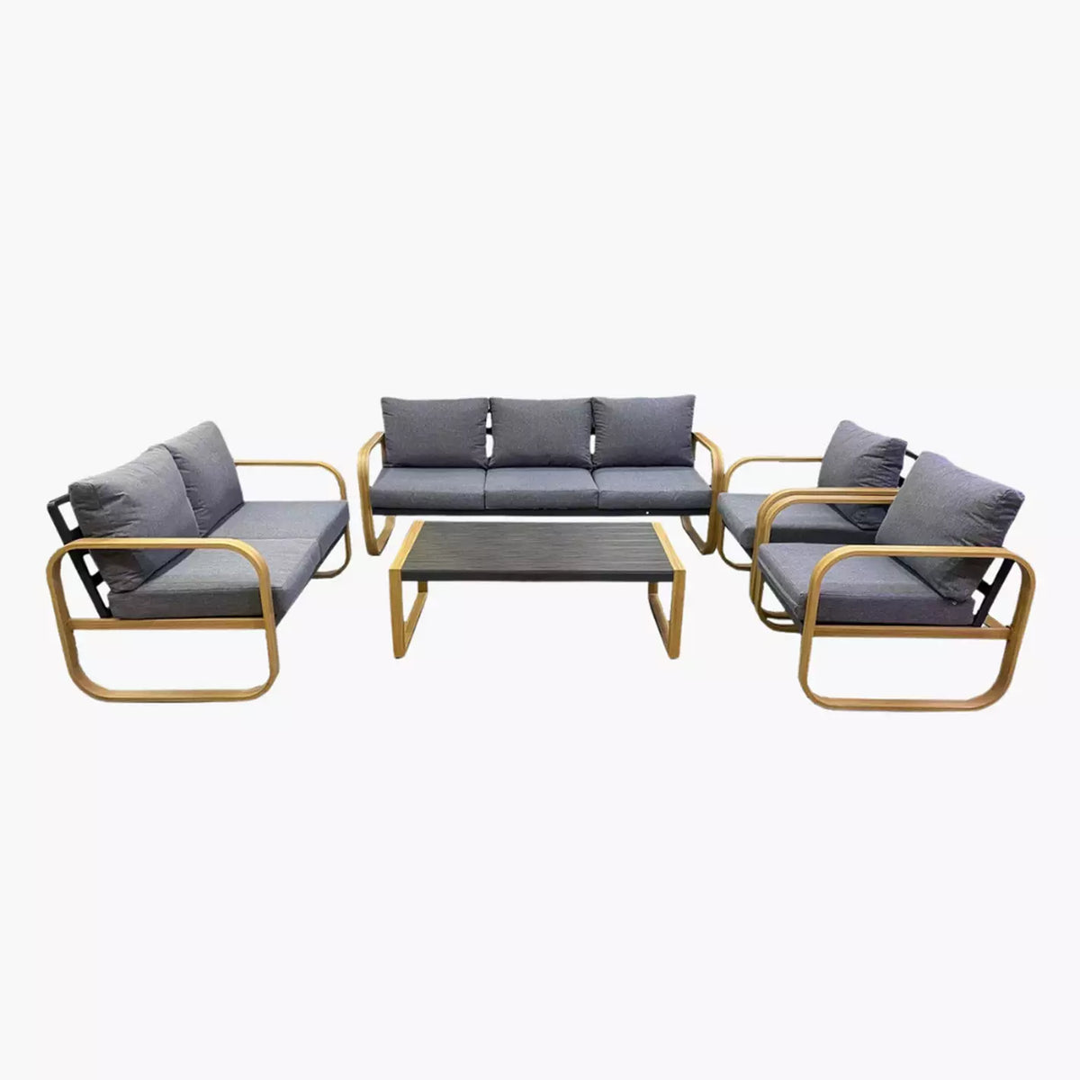 7-Seater Aluminium Outdoor Sofa Set | Water-Resistant Fabric Cushions | Straight-Arm Design