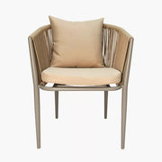 Aluminum Frame & Rope Dining Chairs with Cushion - Khaki - The Outdoor Furniture Market 