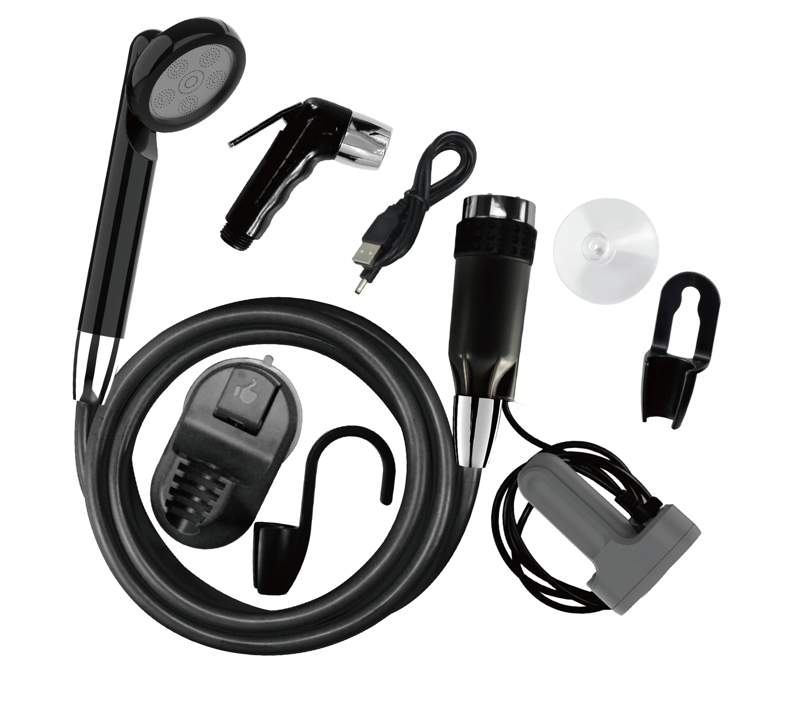 Portable Shattaf Electric Bidet Camping Shower Sprayer Pump Kits With Bucket Hand Holder Sets