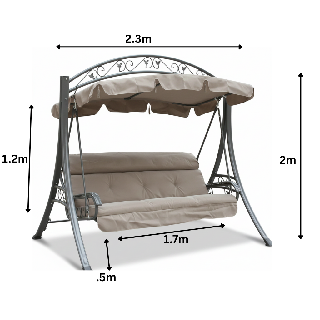 3-Seater Outdoor Swing with Cushion