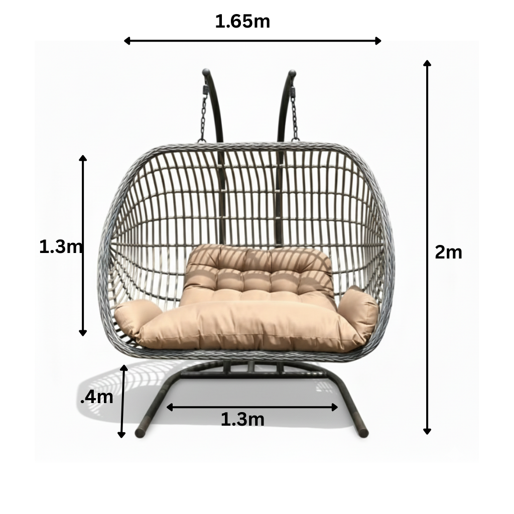 Two-Person Patio Swing Chair – Durable Rattan Frame with Comfortable Cushions