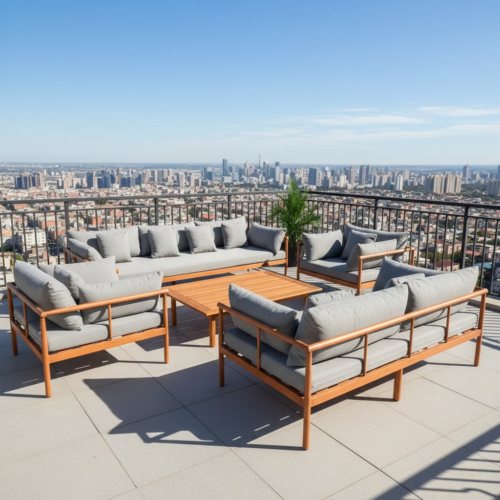 Premium Outdoor Lounge Set – 7-Seater Aluminum Patio Furniture with Cushions