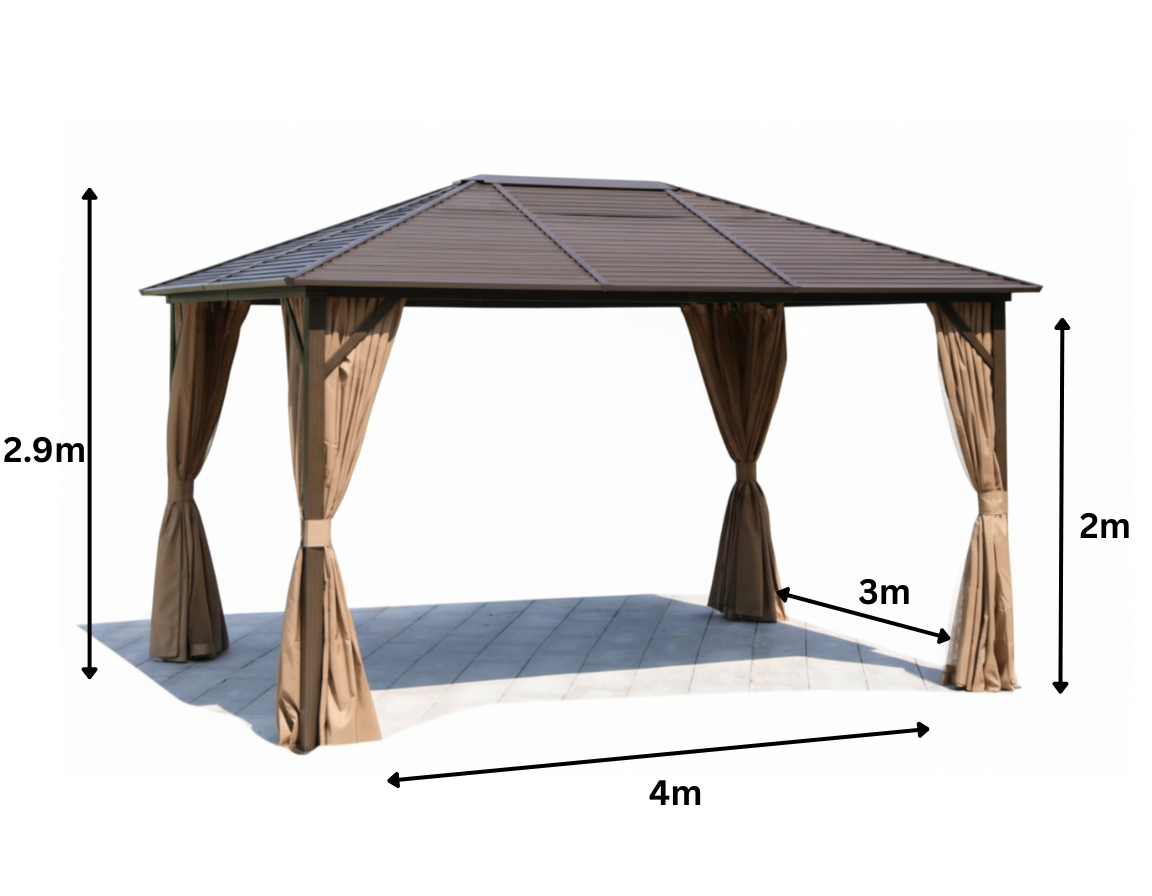 Rectangular Roof Shape Aluminum Gazebo (3x4m)