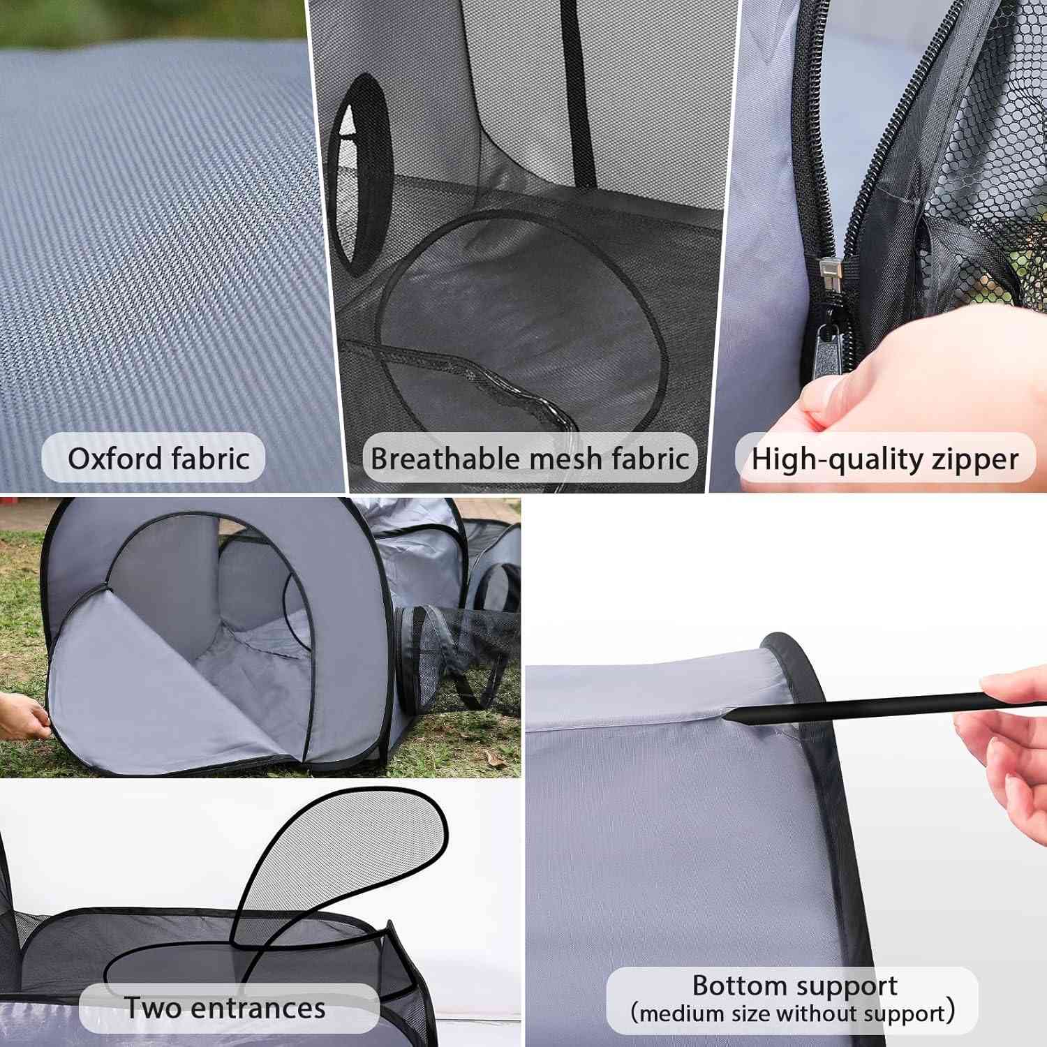 Portable 3-in-1 cat and dog playpen with tunnel by The Outdoor Furniture Market, suitable for indoor and outdoor pet enclosure use.