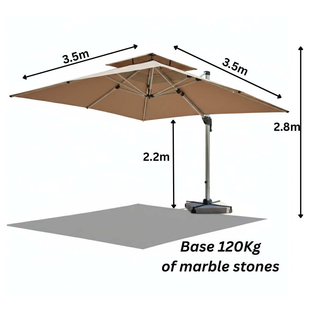 3.5m x 3.5m Square Cantilever Umbrella