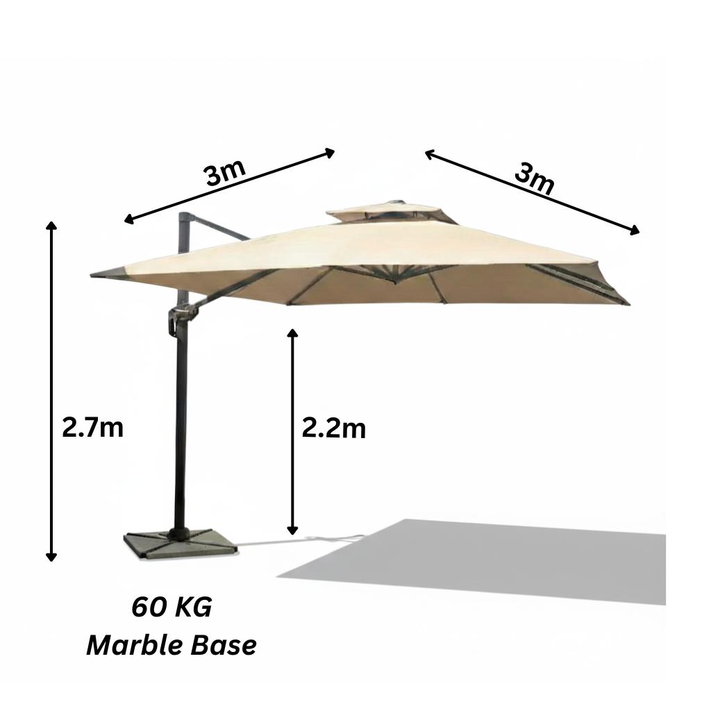 Adjustable Outdoor Patio Umbrella with Rotating Handle, Durable Aluminum