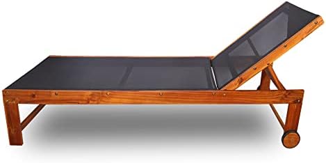 Solid Acacia Wood Sun Lounger With Tyres Outdoor Adjustable Recliner Patio Chairs For Poolside Garden Furniture Outdoor Seating Sun Bed Chair Chaise Lounge Sofa Relaxing Beach Chair|B0BBBCZDM8