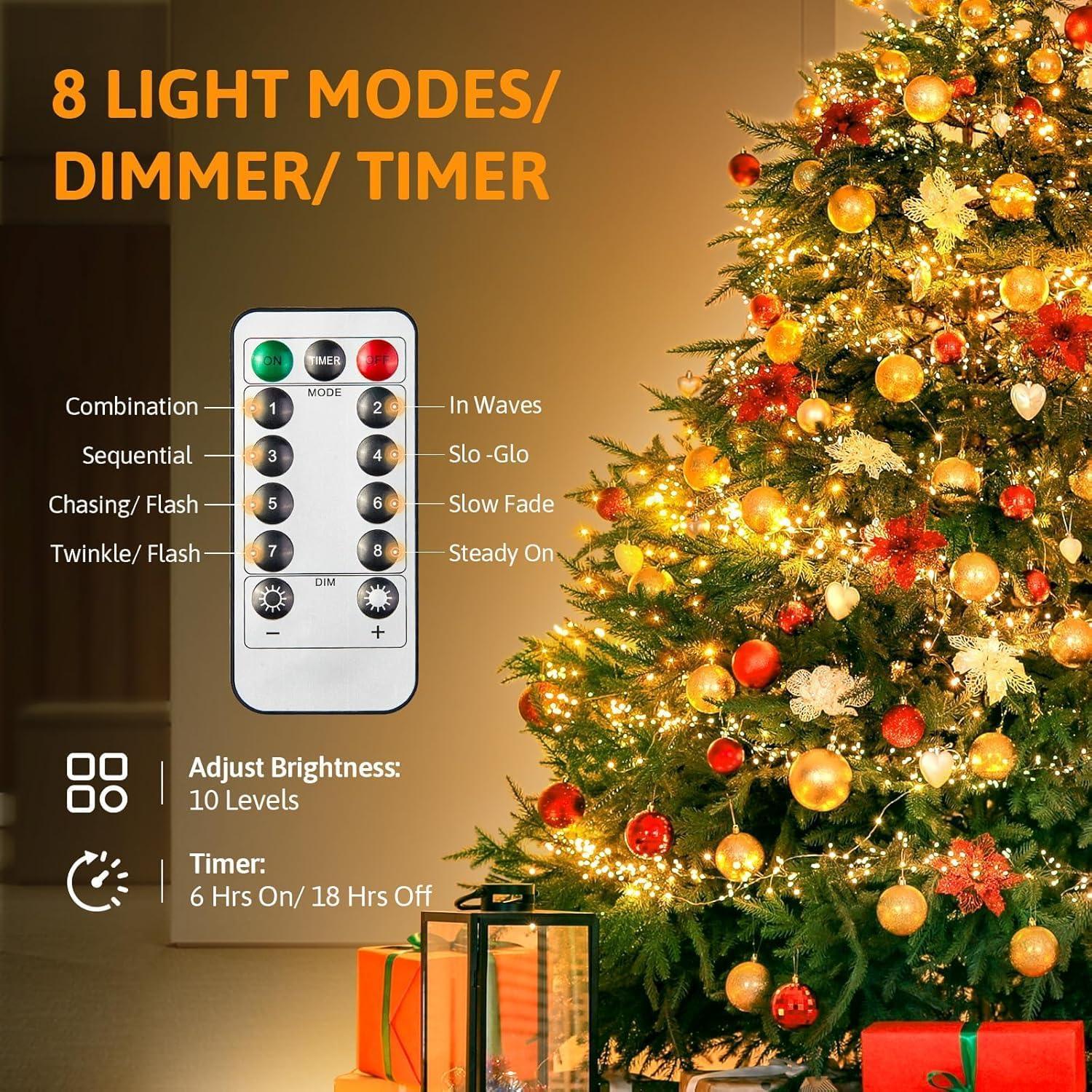 33FT LED Fairy String Lights - Battery Operated with Remote & Timer - The Outdoor Furniture Market 