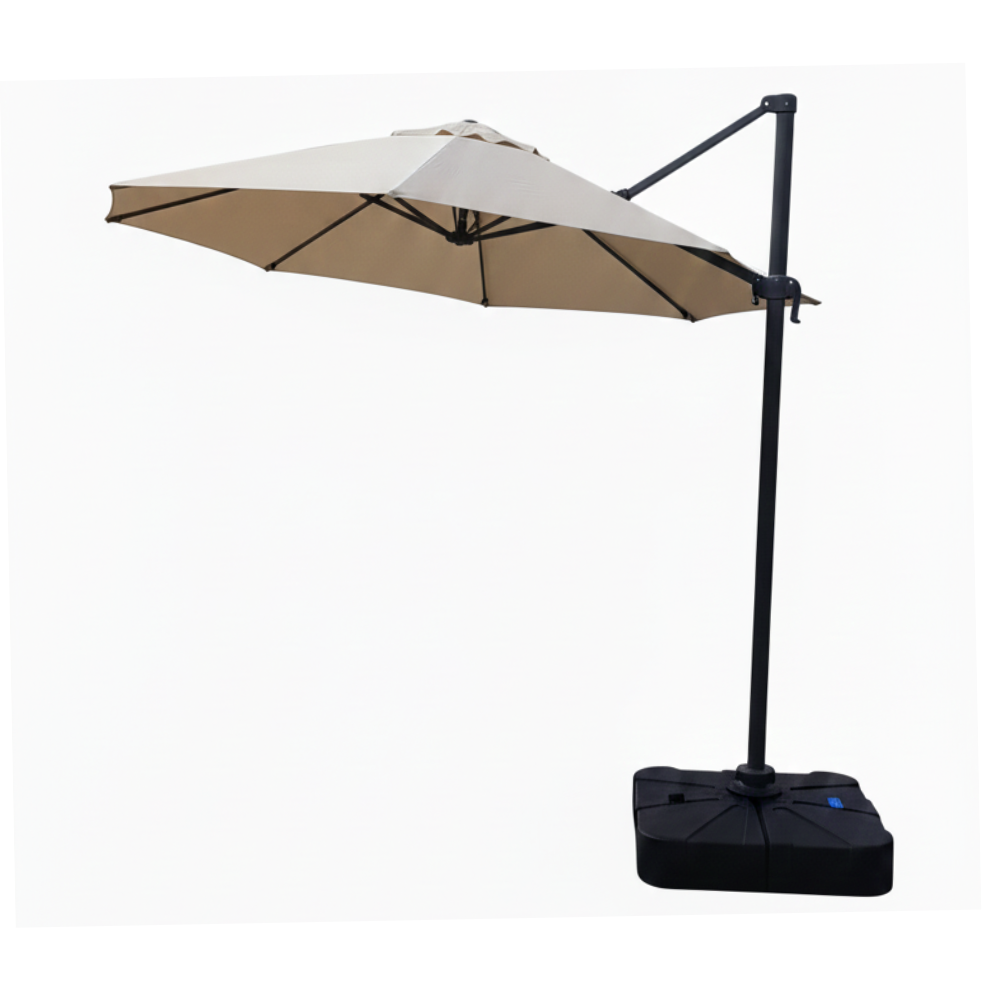 Casa Fiora 3.5m premium round cantilever umbrella open with fabric canopy and sturdy metal frame in outdoor setting.