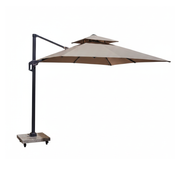 Casa Fiora 3m square cantilever umbrella with wheeled base, outdoor patio shade and sturdy metal frame.
