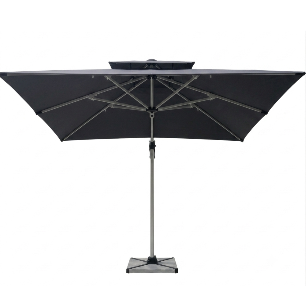 Large black rectangular cantilever patio umbrella from The Outdoor Furniture Market