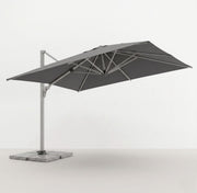 Large grey cantilever patio umbrella with heavy base from The Outdoor Furniture Market