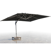 Large black cantilever patio umbrella with weighted base from The Outdoor Furniture Market