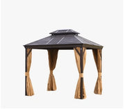 3x4m Rectangular Roof Aluminum Gazebo Brown - The Outdoor Furniture Market 