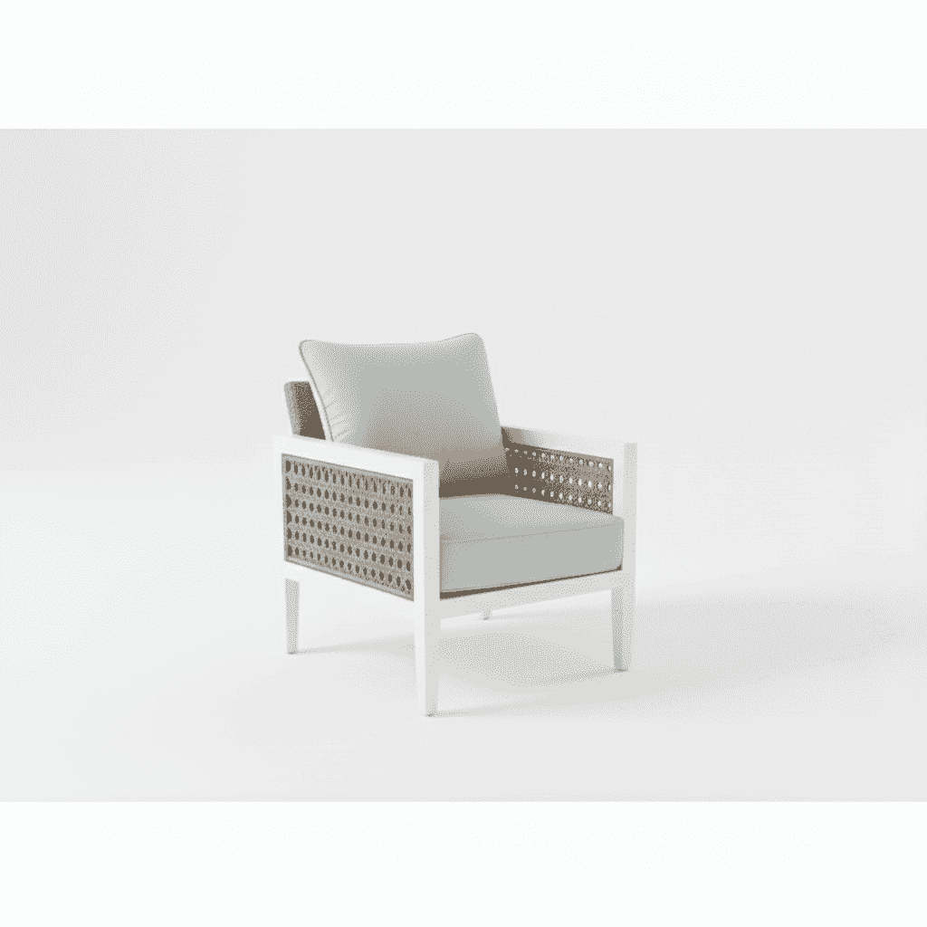 4 seater aluminum rattan lounge set with cushions, perfect for outdoor relaxation and entertaining.