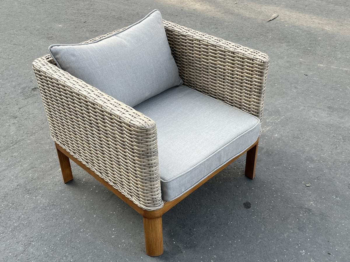 5-Seater Aluminium Outdoor Sofa Set | Beige Water-Resistant Cushions | 4-Piece