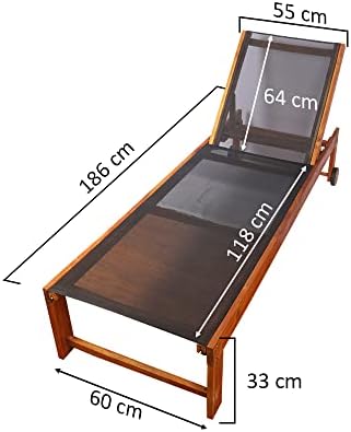 Solid Acacia Wood Sun Lounger With Tyres Outdoor Adjustable Recliner Patio Chairs For Poolside Garden Furniture Outdoor Seating Sun Bed Chair Chaise Lounge Sofa Relaxing Beach Chair|B0BBBCZDM8