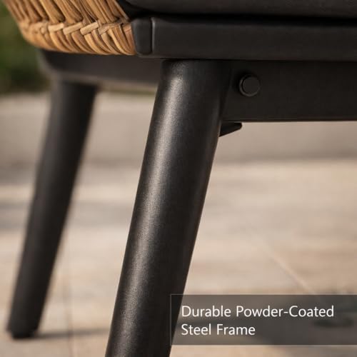 4-Piece Rattan Outdoor Lounge Set with Tempered Glass Coffee Table