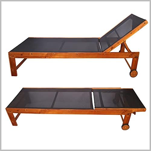 Solid Acacia Wood Sun Lounger With Tyres Outdoor Adjustable Recliner Patio Chairs For Poolside Garden Furniture Outdoor Seating Sun Bed Chair Chaise Lounge Sofa Relaxing Beach Chair|B0BBBCZDM8