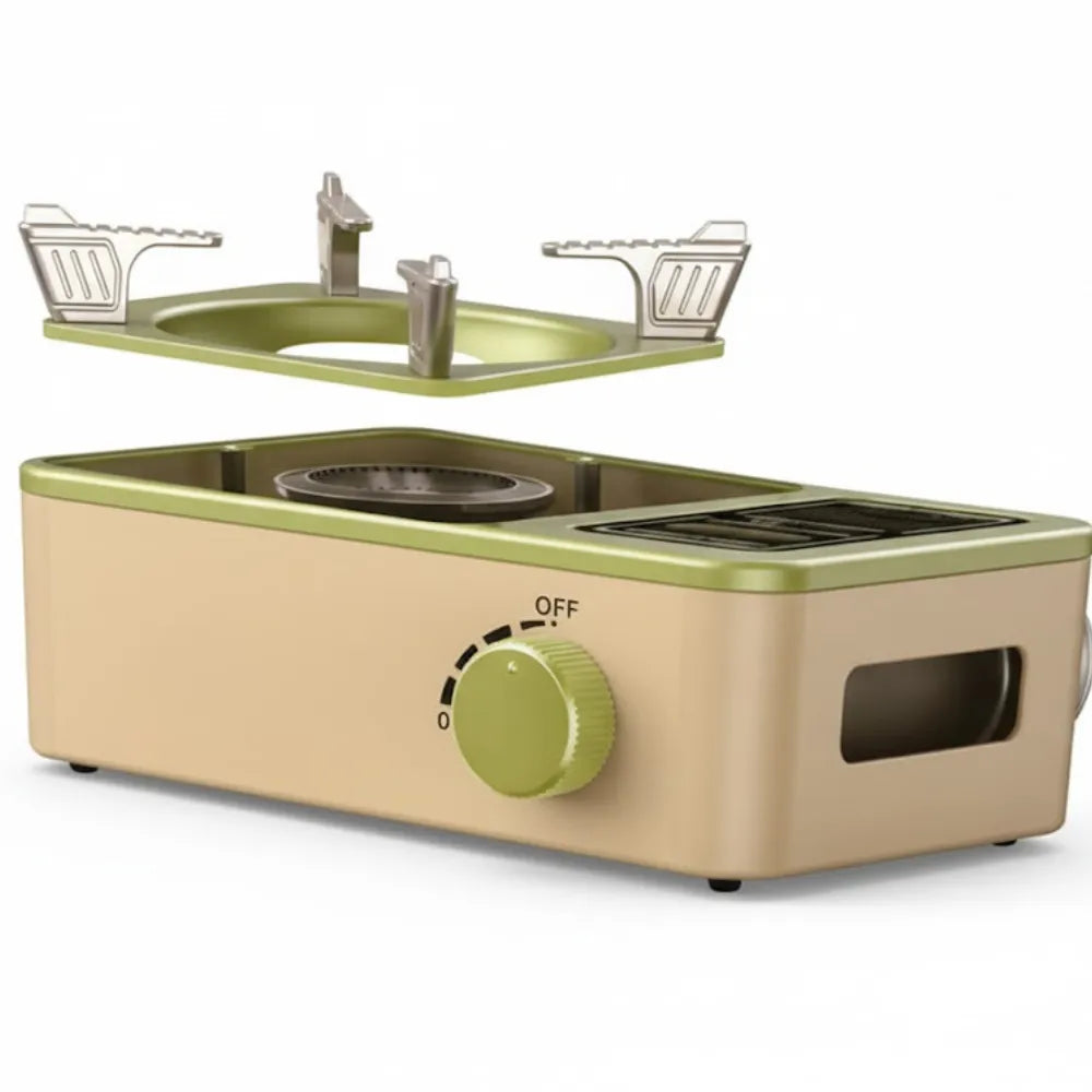 Outdoor Camping Portable Butane Gas Stove With Powerful Flame Butane Burner- Green