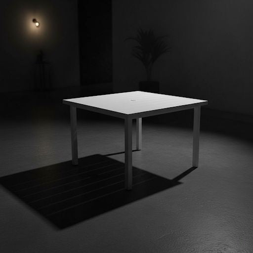 Contemporary White Aluminum Outdoor Dining Set – 4 Seater