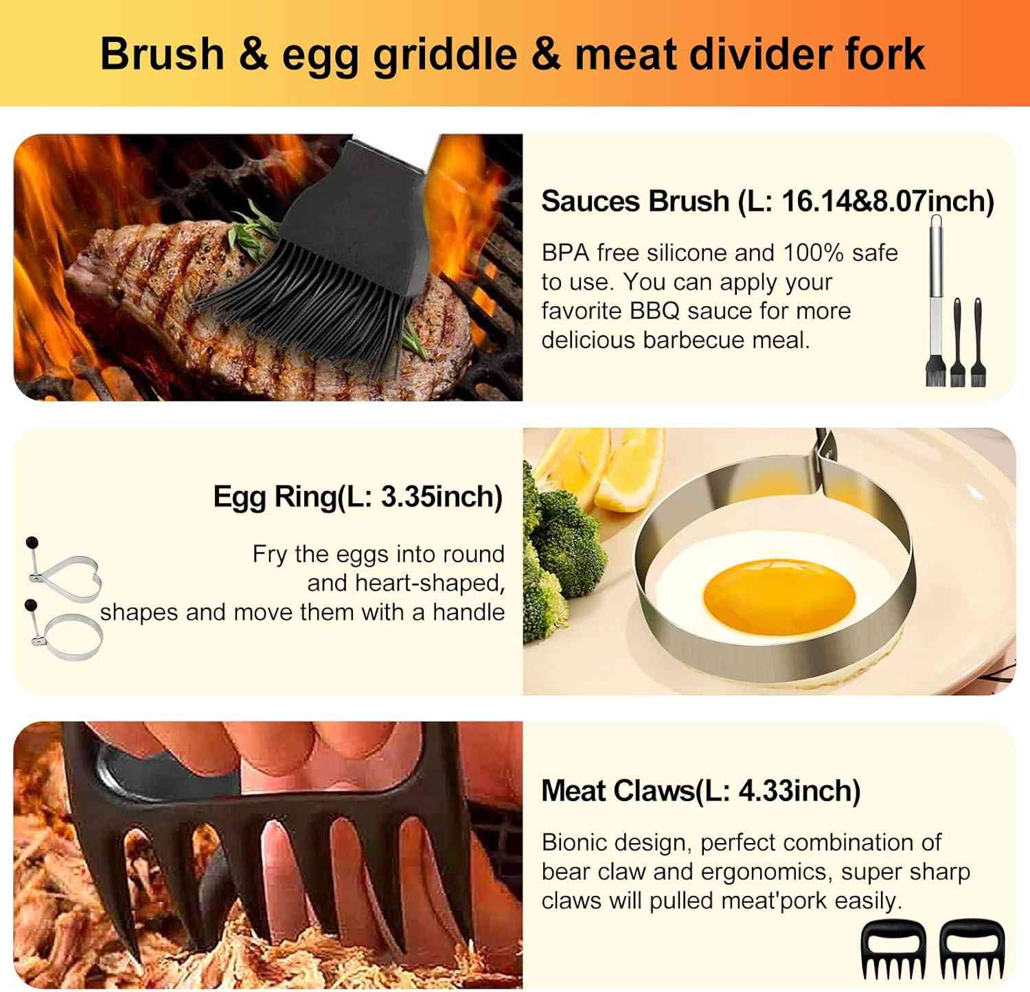 46pcs BBQ Grill Accessories Kit, Heavy Duty Stainless Steel Grill Tools Set with Long Handle, All-in-One Grilling Utensils Set for Outdoor Cooking for Men, Dad & Grillers