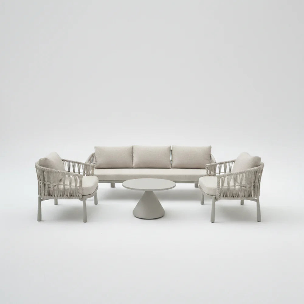 Modern 5-Seater Outdoor Sofa Set – Aluminum Frame with Coffee Table