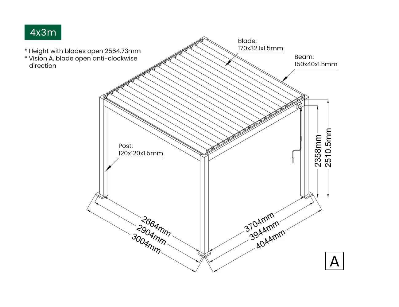 Modern 3x3m Aluminium Gazebo with Wind-Resistant Roller Blinds | Dark Gray