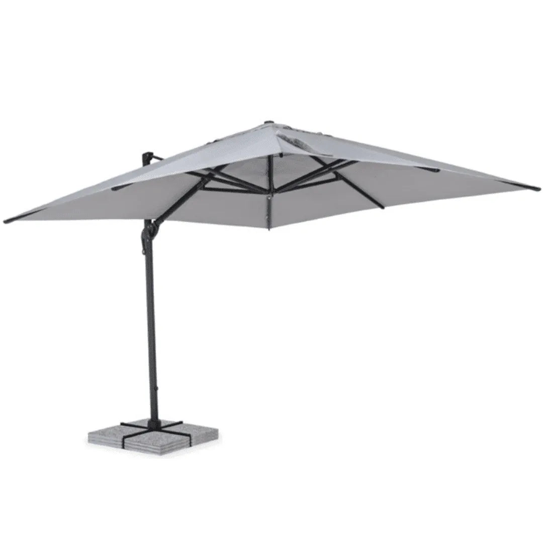 4x4m Large Roman Umbrella with Rotating Canopy – Heavy-Duty Aluminum Frame, Grey - The Outdoor Furniture Market