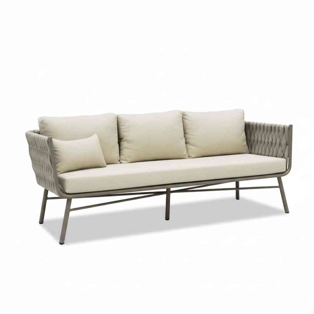5-seater Aura outdoor sofa set with table from The Outdoor Furniture Market, featuring plush cushions and modern design.