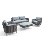 5-Seater Outdoor Aluminum Sofa Set with Coffee Table – Woven Rope & Waterproof Cushions