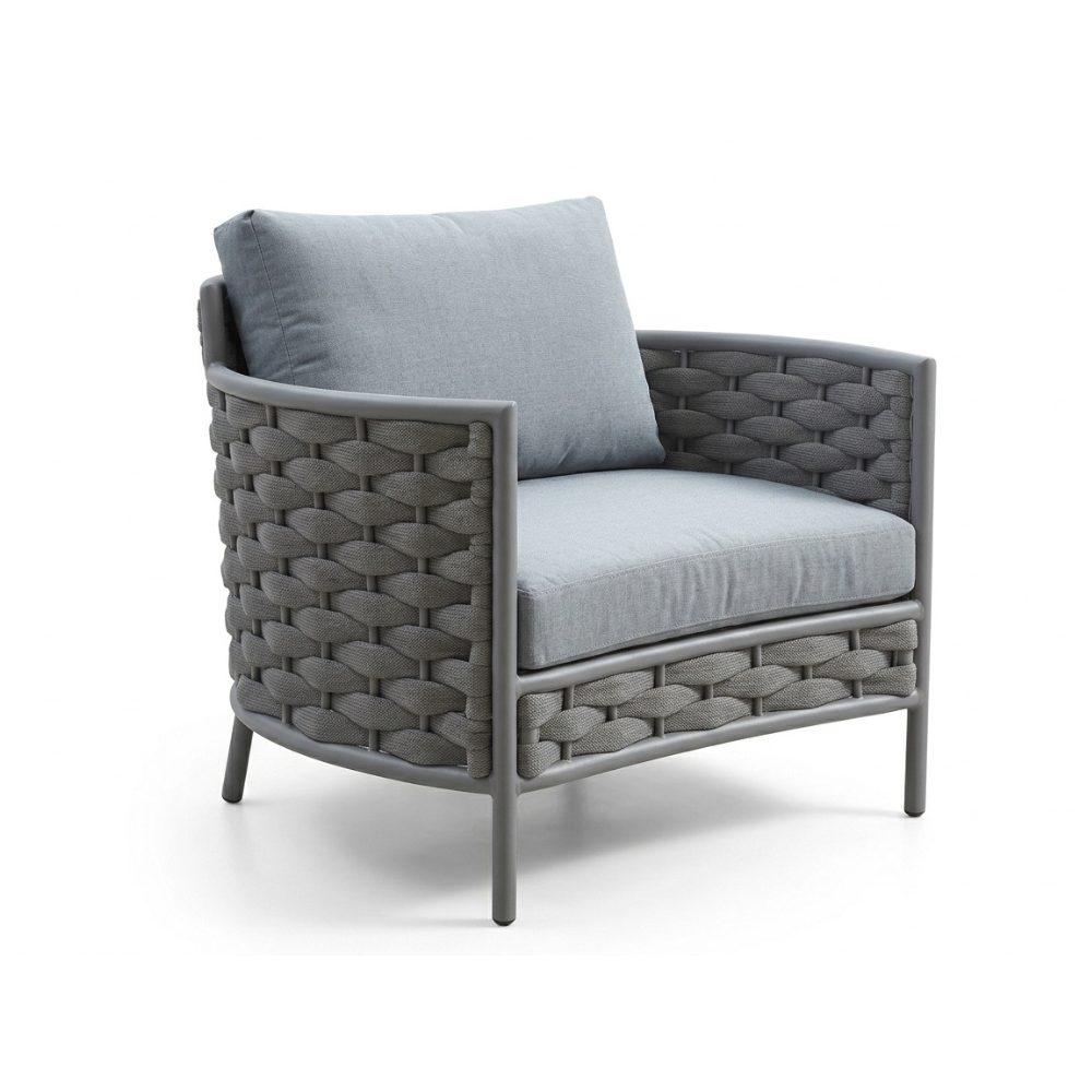 5-Seater Outdoor Aluminum Sofa Set with Coffee Table – Woven Rope & Waterproof Cushions