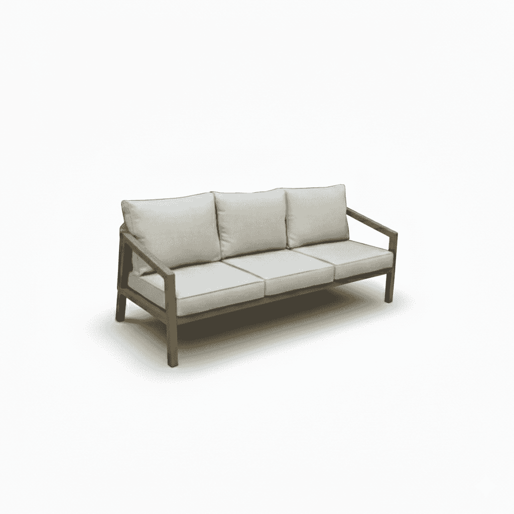 5-seater outdoor garden sofa with weather-resistant fabric and comfy cushions in a garden setting.