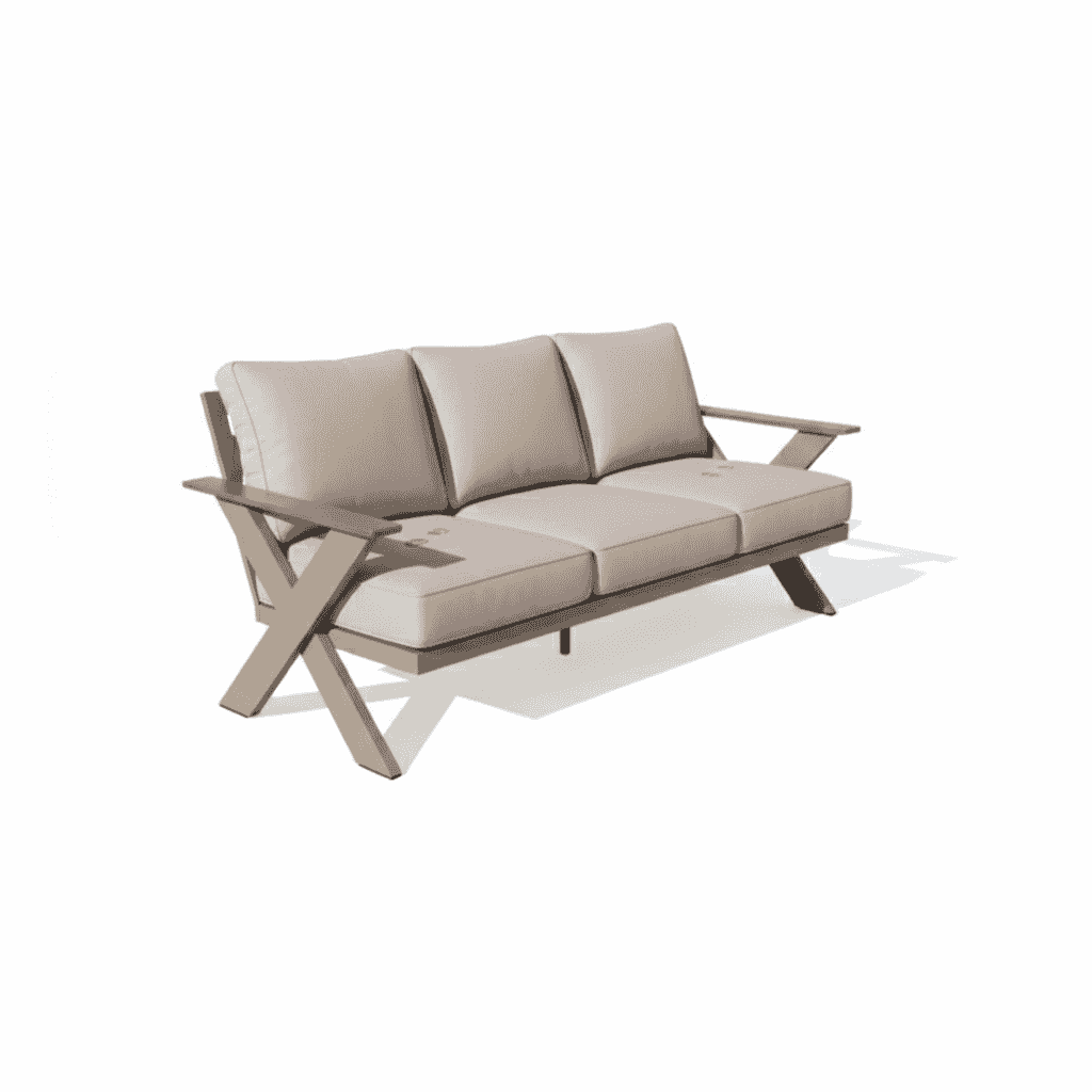 Luxury 5-seater outdoor sofa set by The Outdoor Furniture Market with plush cushions and modern design for patio relaxation.