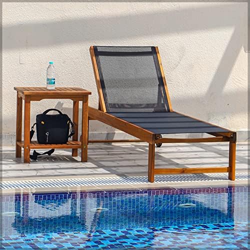Solid Acacia Wood Sun Lounger With Tyres Outdoor Adjustable Recliner Patio Chairs For Poolside Garden Furniture Outdoor Seating Sun Bed Chair Chaise Lounge Sofa Relaxing Beach Chair|B0BBBCZDM8