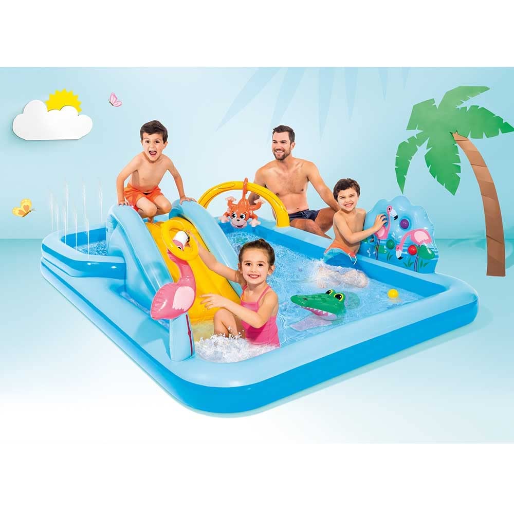 Jungle Adventures Water Play Center - Inflatable Pool with Slide & Games - The Outdoor Furniture Market 