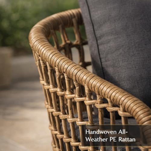 4-Piece Rattan Outdoor Lounge Set with Tempered Glass Coffee Table