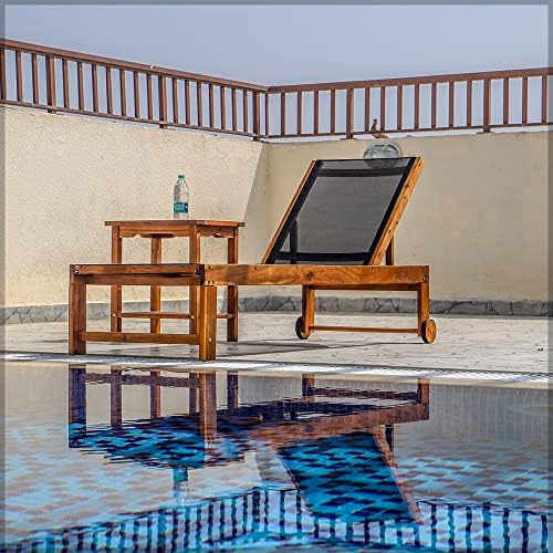Solid Acacia Wood Sun Lounger With Tyres Outdoor Adjustable Recliner Patio Chairs For Poolside Garden Furniture Outdoor Seating Sun Bed Chair Chaise Lounge Sofa Relaxing Beach Chair|B0BBBCZDM8
