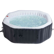 Black 6-person inflatable hot tub with 130 air jets, from The Outdoor Furniture Market, showcasing the spacious, relaxing hot tub interior.